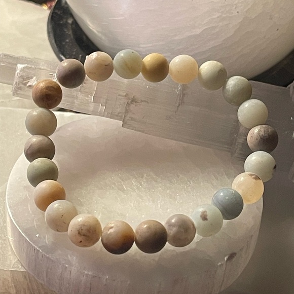 Frosted Amazonite 8mm Crystal Stone Bracelet 7” Handmade by Annabellesgemz - Picture 1 of 7